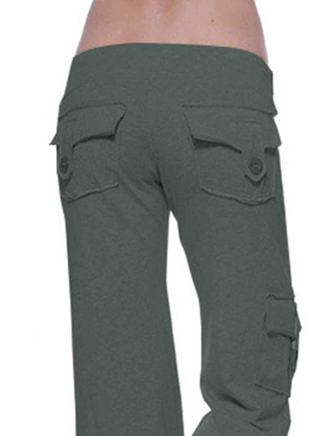 FAITHWALK Mid Waist Pants with Pockets