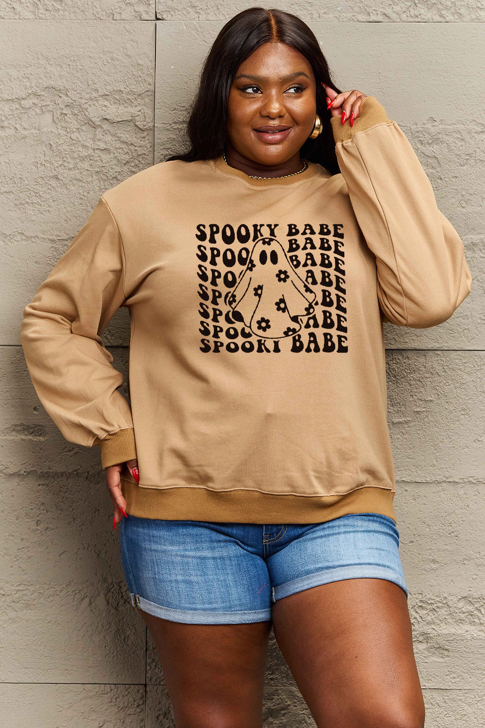 Simply Love Full Size SPOOKY BABE Graphic HALLOWEEN Sweatshirt