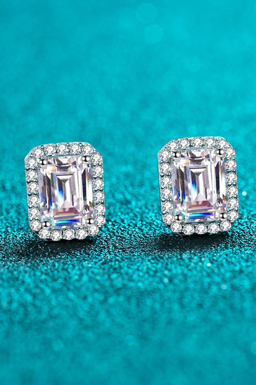 Women's 1 Carat Moissanite Rhodium-Plated Square Stud Earrings