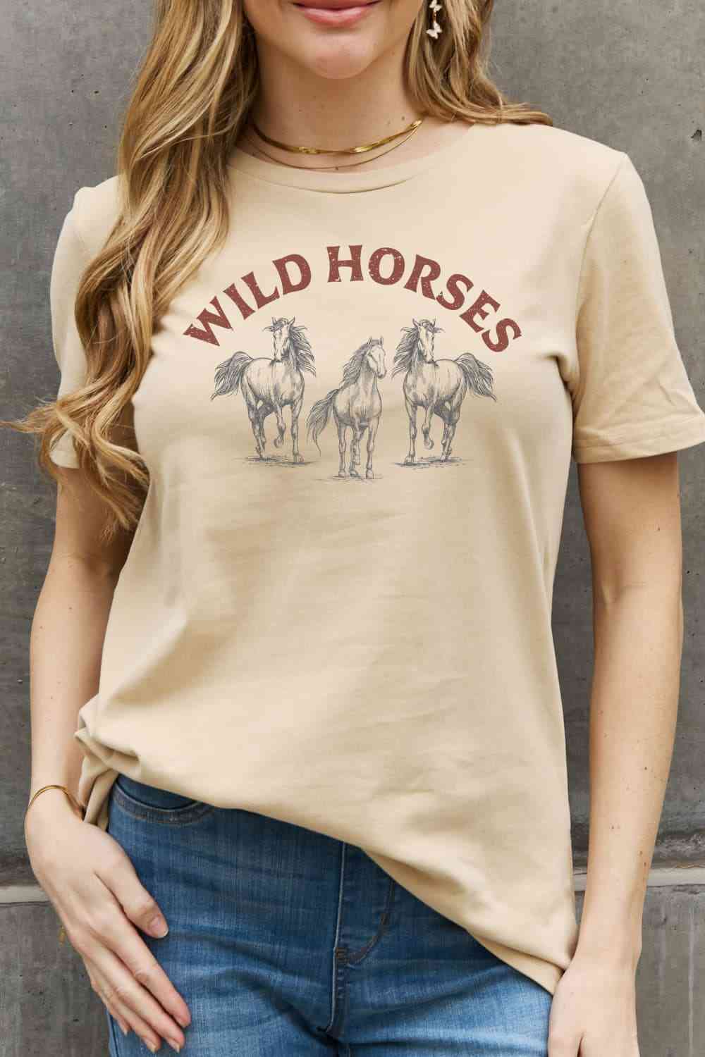 Simply Love WILD HORSES Graphic Cotton T-Shirt