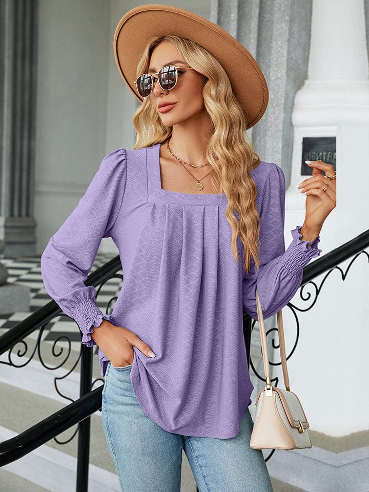 Full Size Square Neck Puff Sleeve Blouse