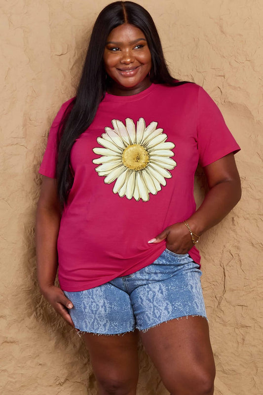 Malibu Dreams Simply Love Full Size FLOWER Graphic Cotton Tee