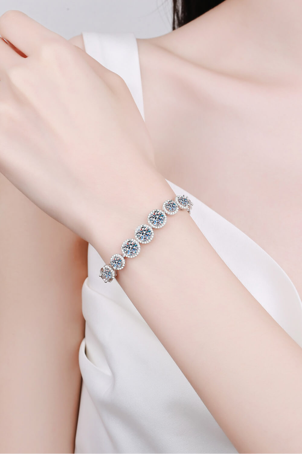 Women's 925 Sterling Silver 10.4 Carat Moissanite Bracelet