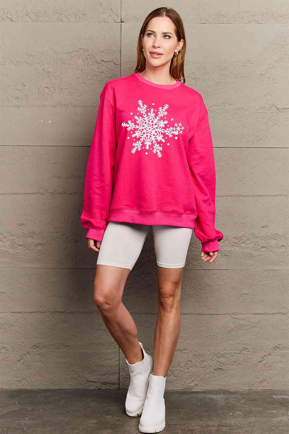 Simply Love Full Size Christmas Snowflake Graphic Sweatshirt