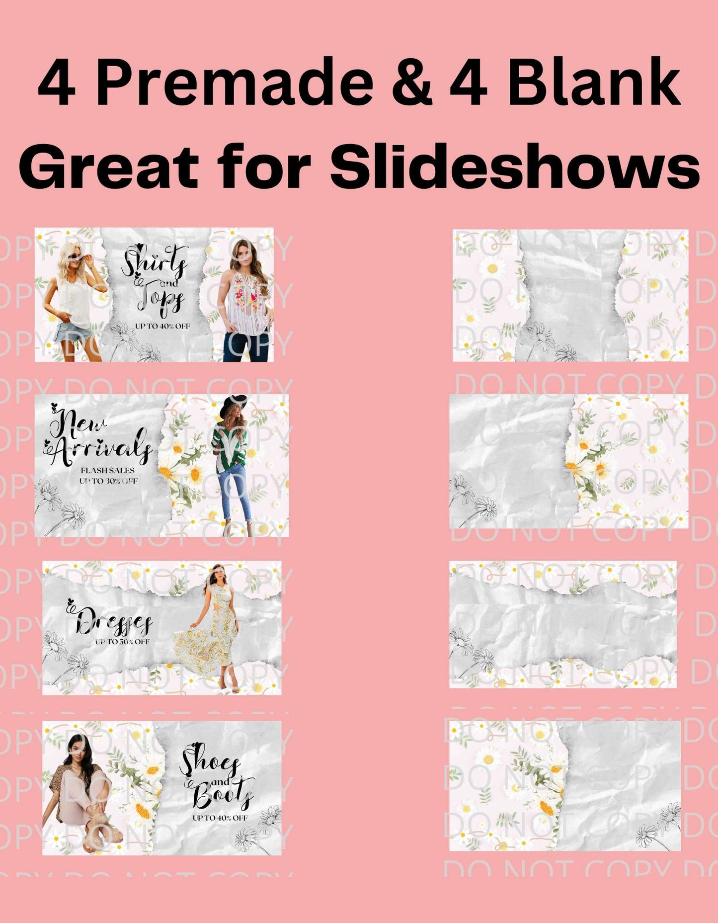 BGShop 37 Digital Daisy Themed Banners & Pics for Blog Posts or Sites | 31 Banners & 6 Pics | JPG PNG MP4