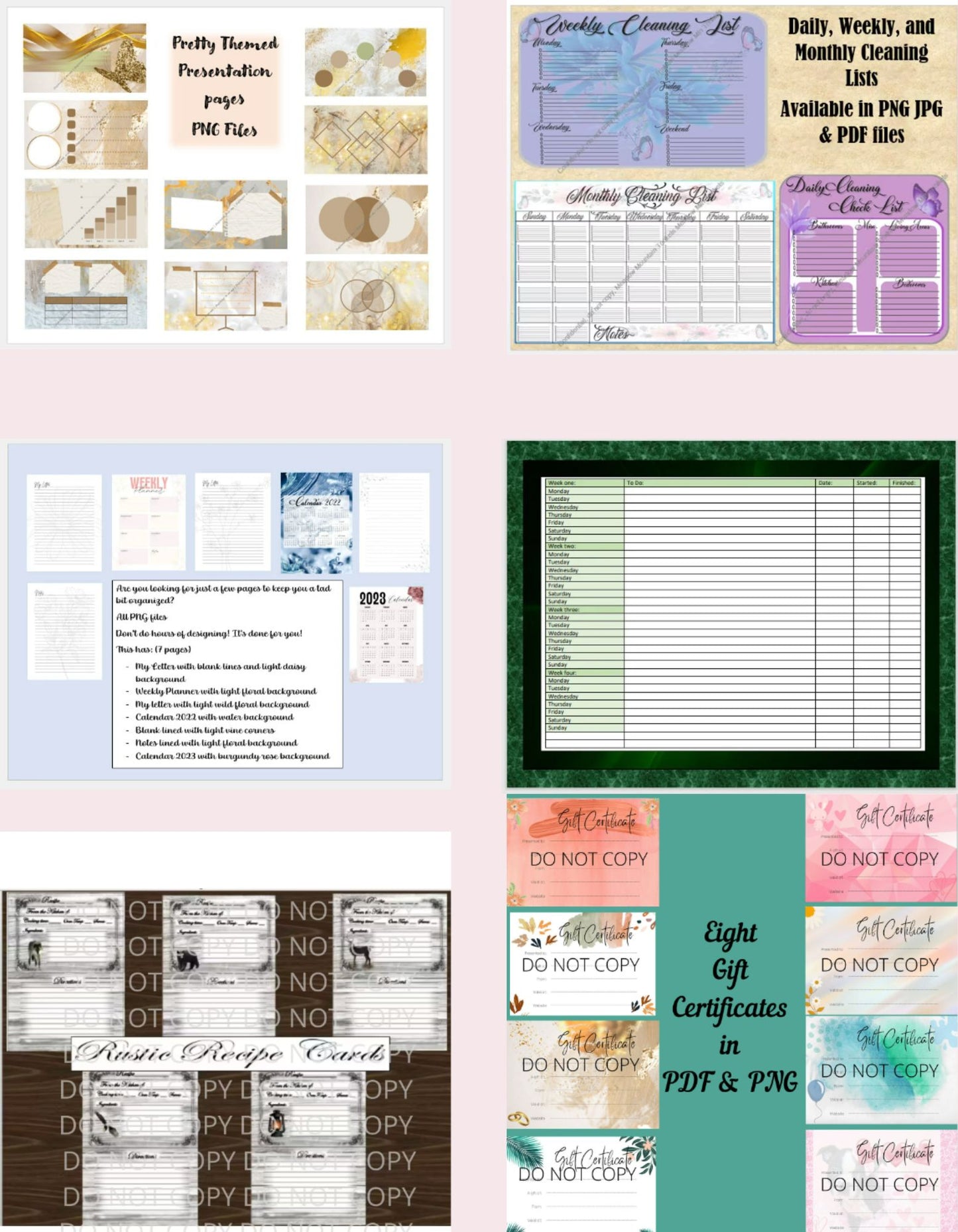 BGShop Digital Files for Organizing | Invoices Recipes Journals | JPG PDF PNG | 24 Listings into 1 Huge Listing