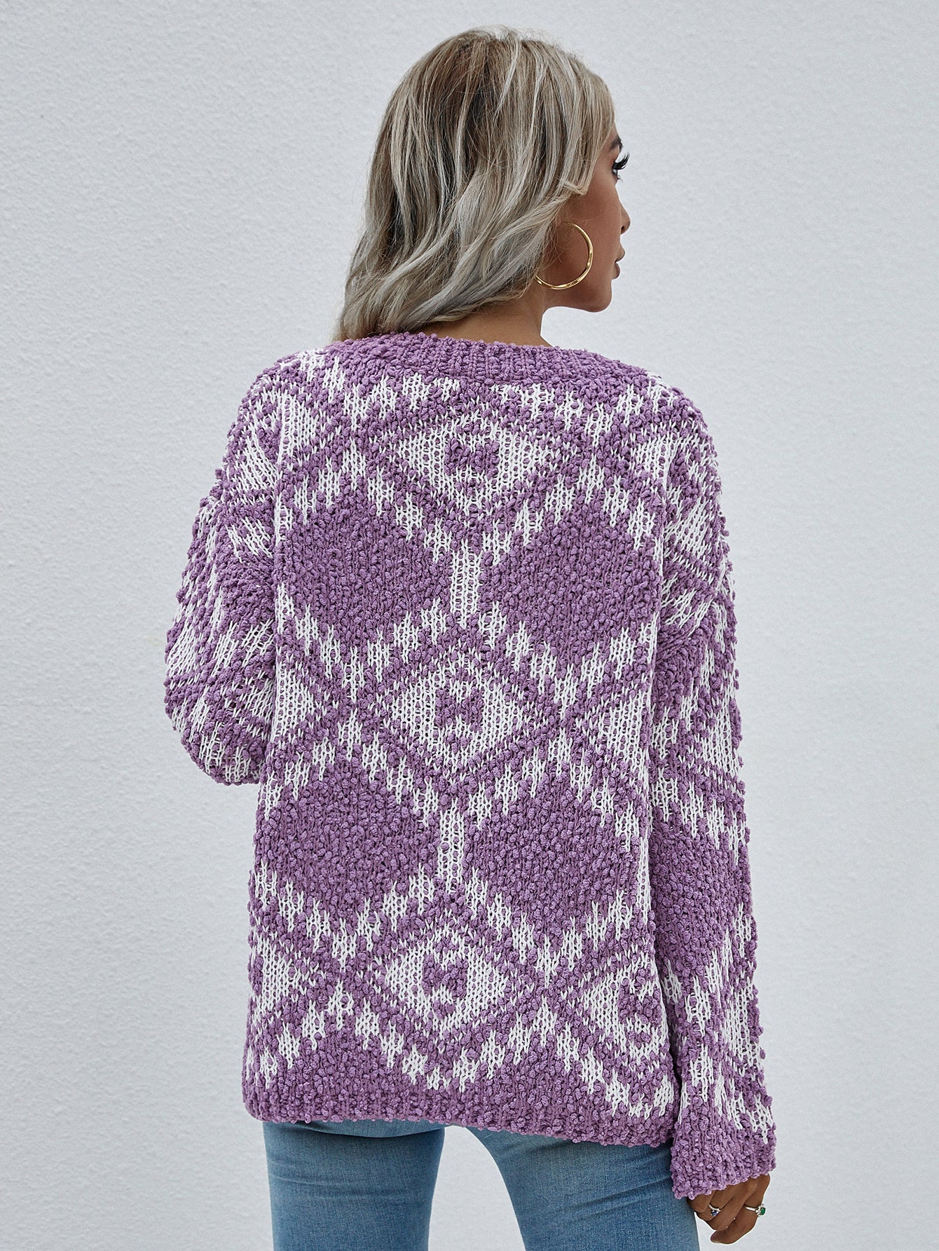 Women's Geometric Print Chunky Knit Sweater