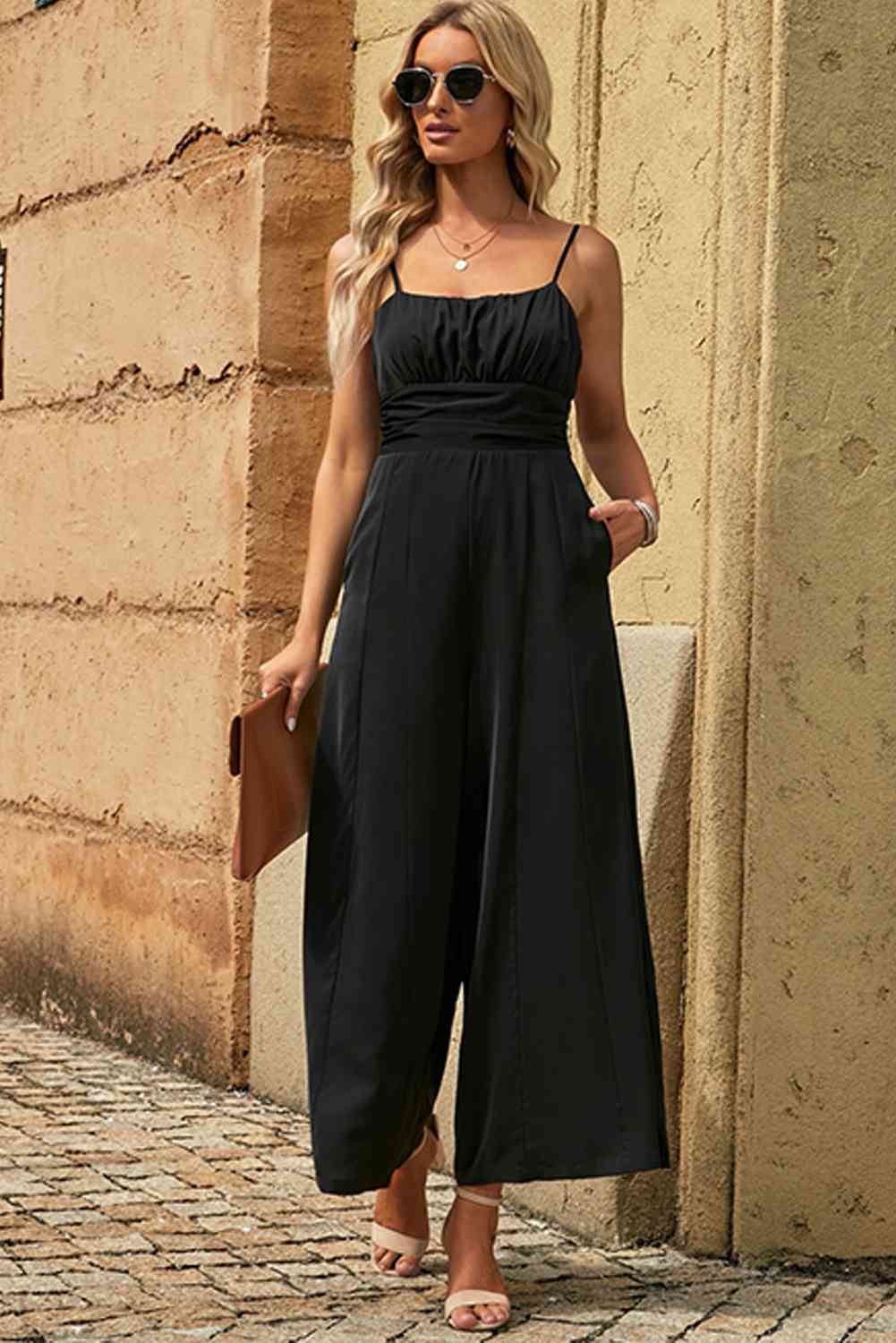 NatureJumpers Spaghetti Strap Tied Seam Detail Jumpsuit