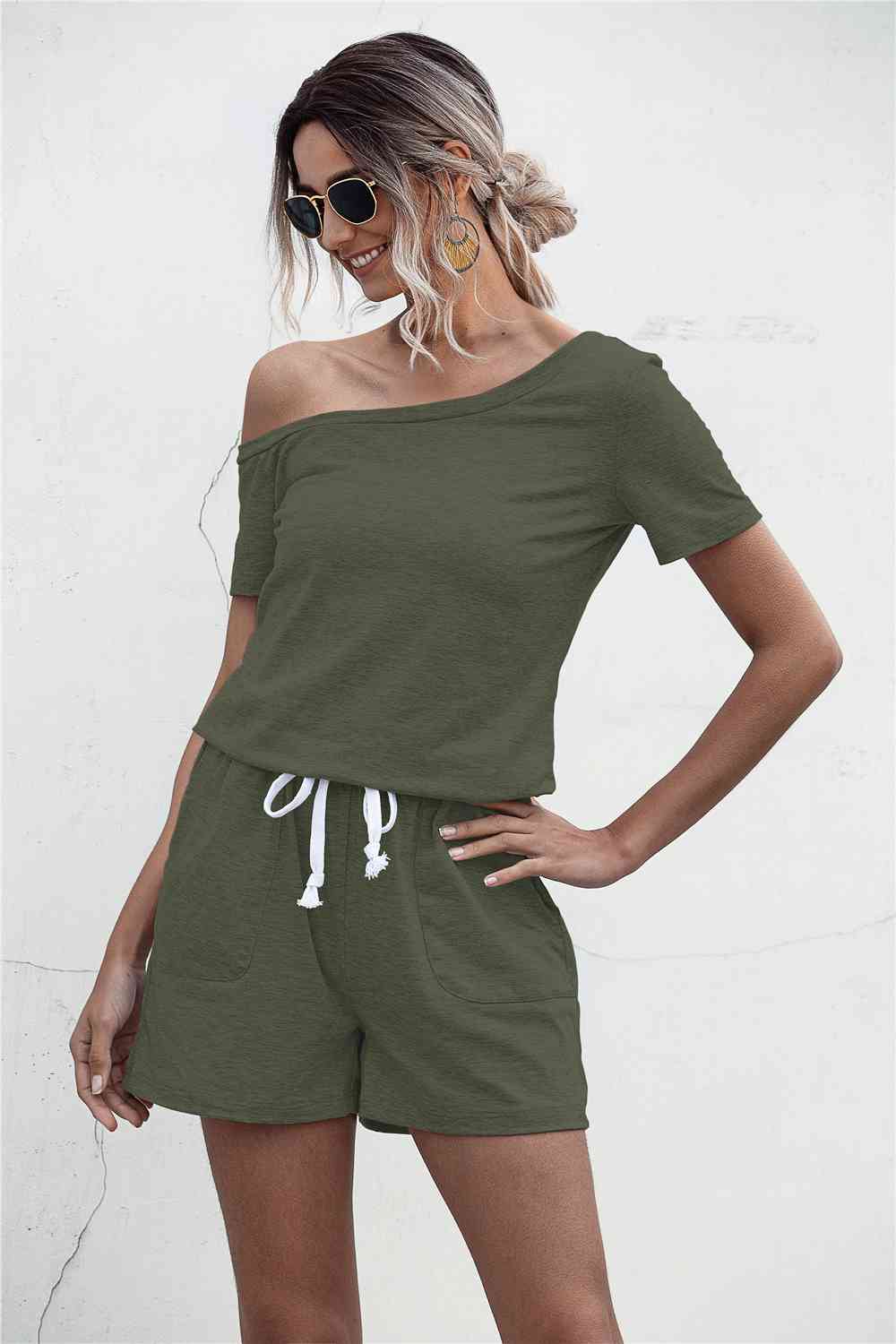 SavannahJayJumpers One Shoulder Tie Waist Romper