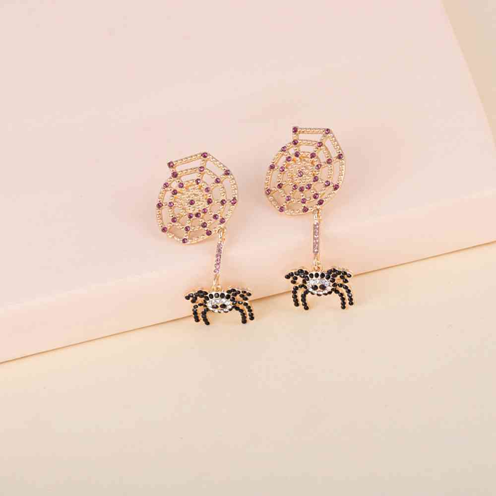 Spider Rhinestone Alloy Earrings