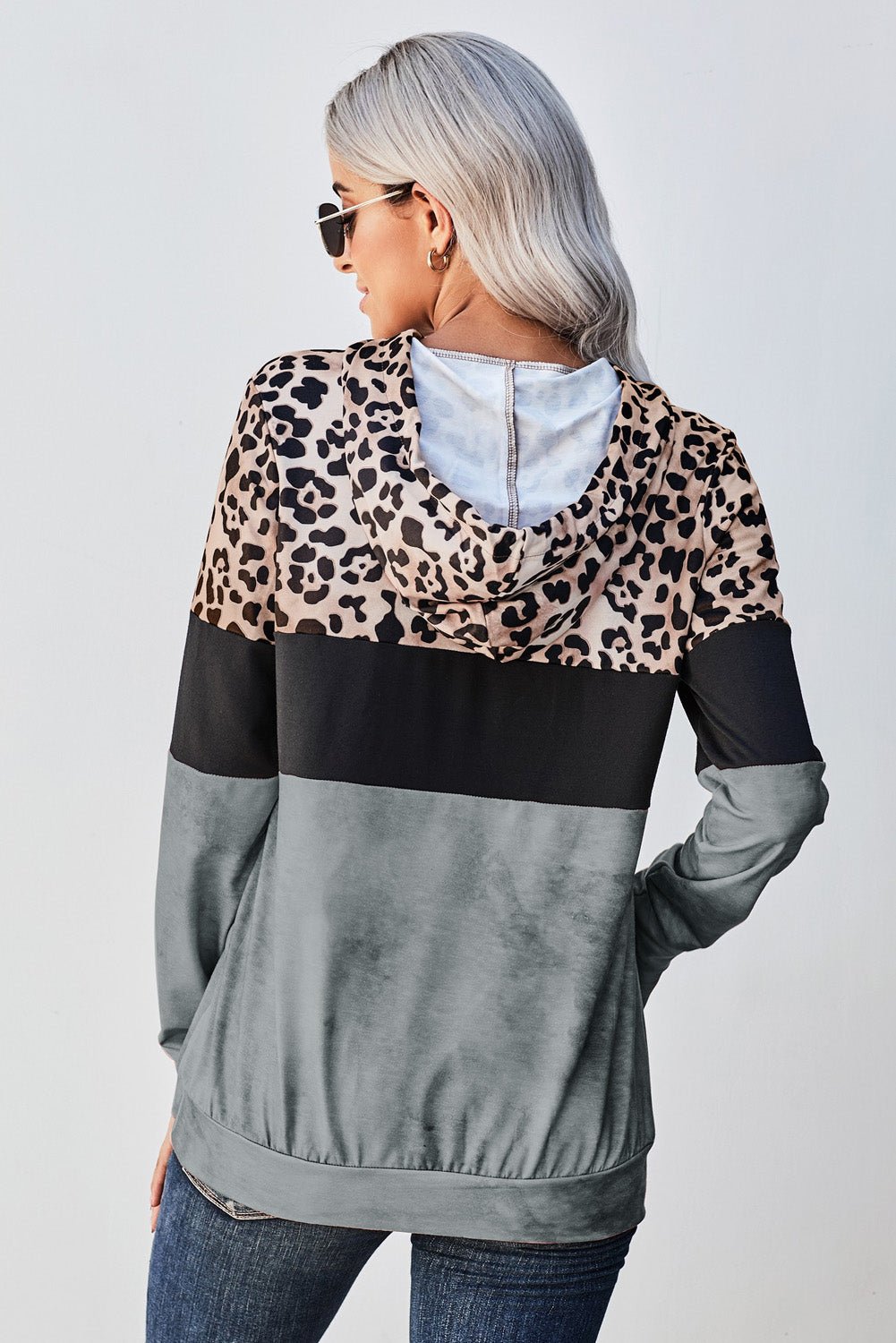 Leopard Color Block Hoodie