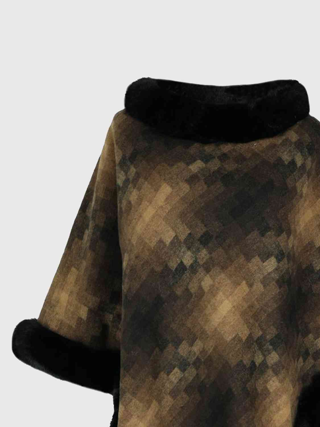 Kenya One Size Faux Fur Trim Poncho