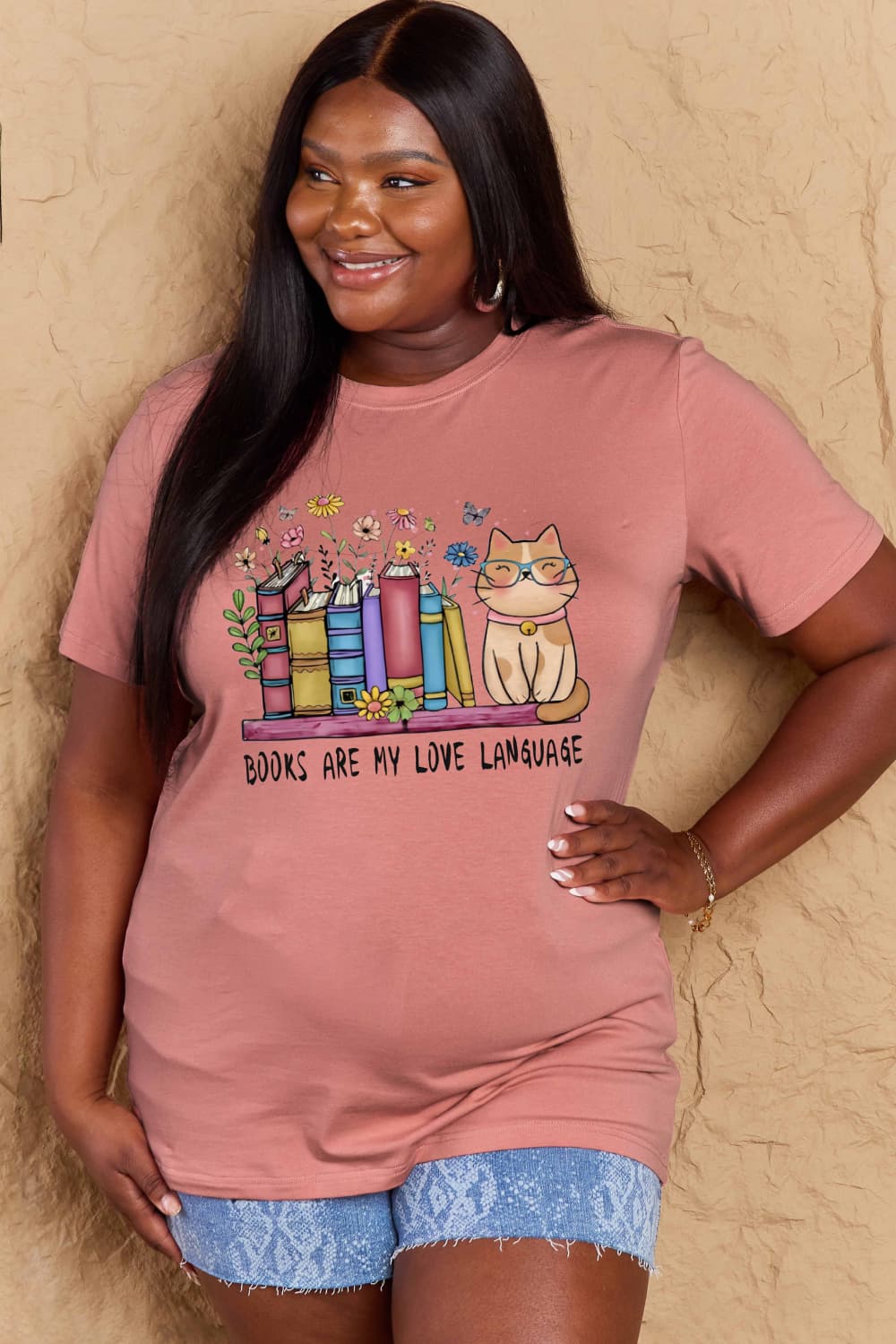 Simply Love Full Size BOOKS ARE MY LOVE LANGUAGE Graphic Cotton Tee