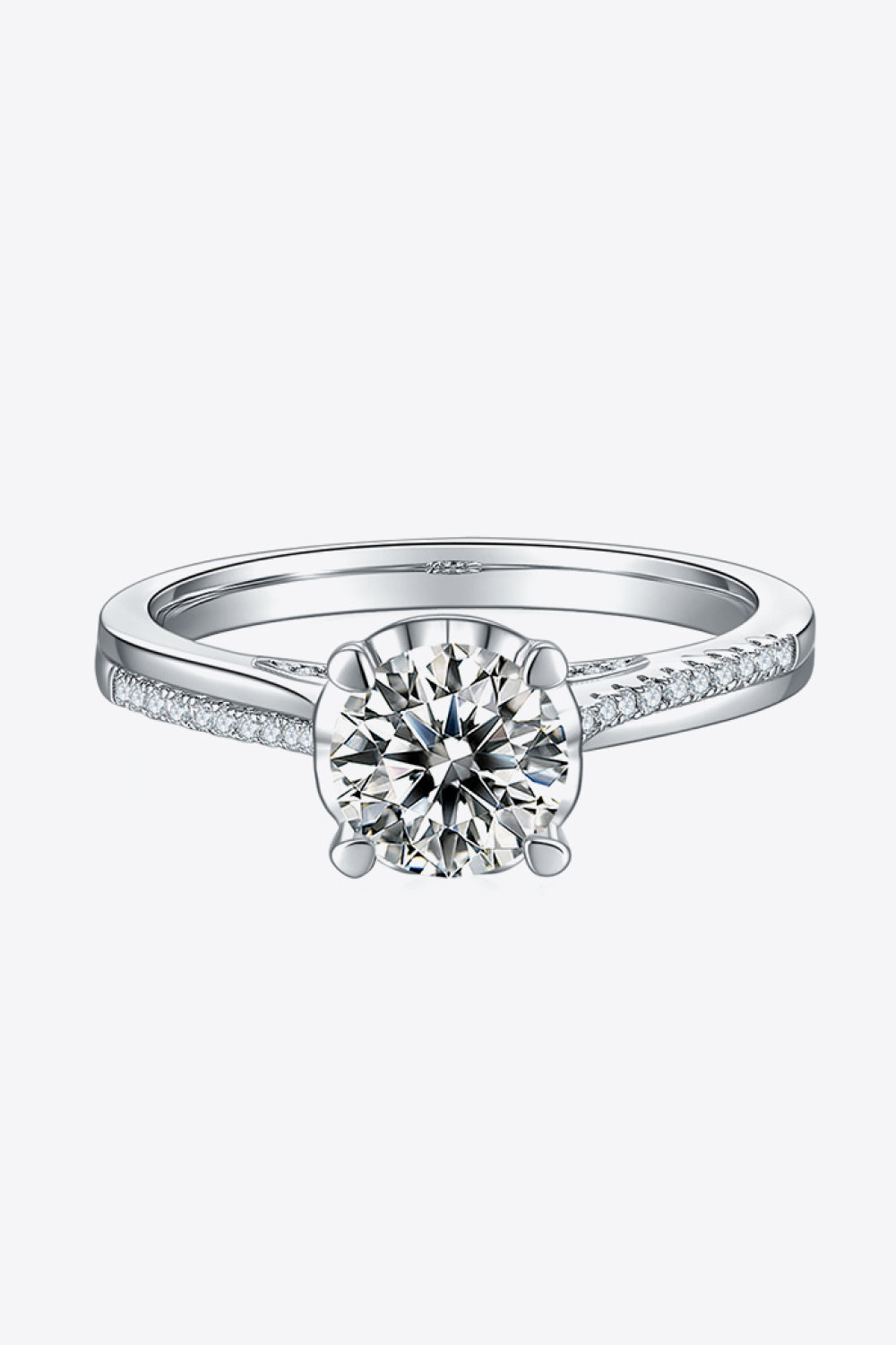 Women's 1 Carat Moissanite 925 Sterling Silver Side Stone Ring