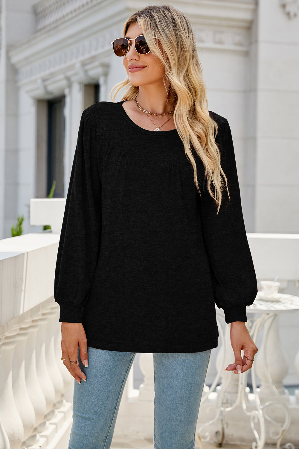 Full Size Round Neck Long Sleeve Top