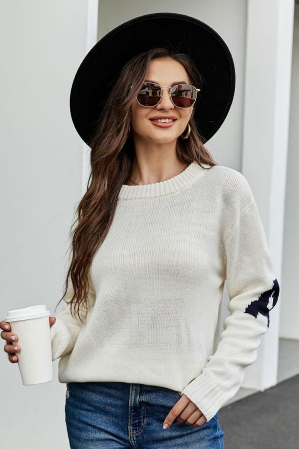 Hannah Lea Round Neck Dropped Shoulder Sweater 🦋