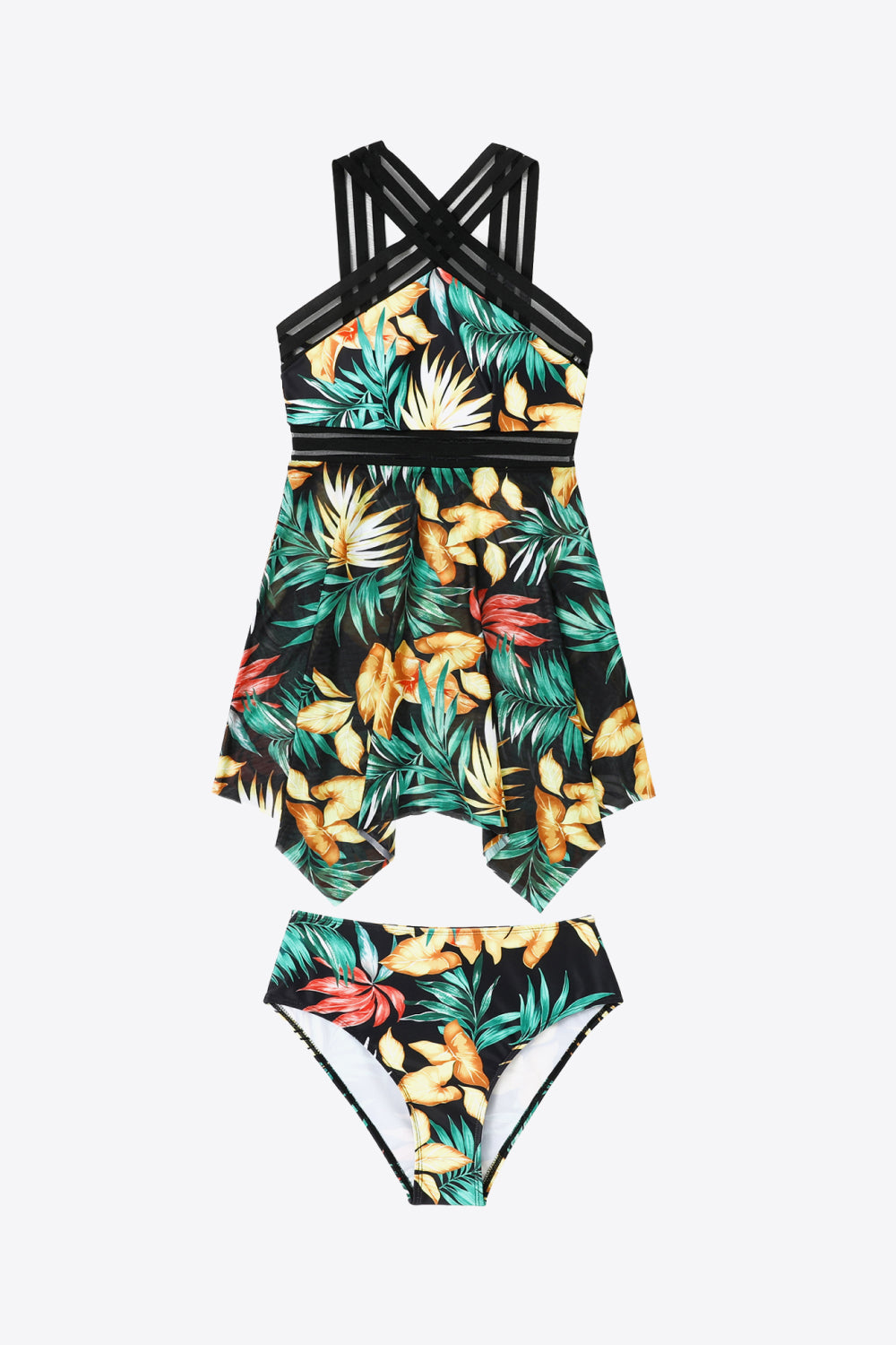 Women's Printed Swim Dress and Bottoms Swimsuit Set