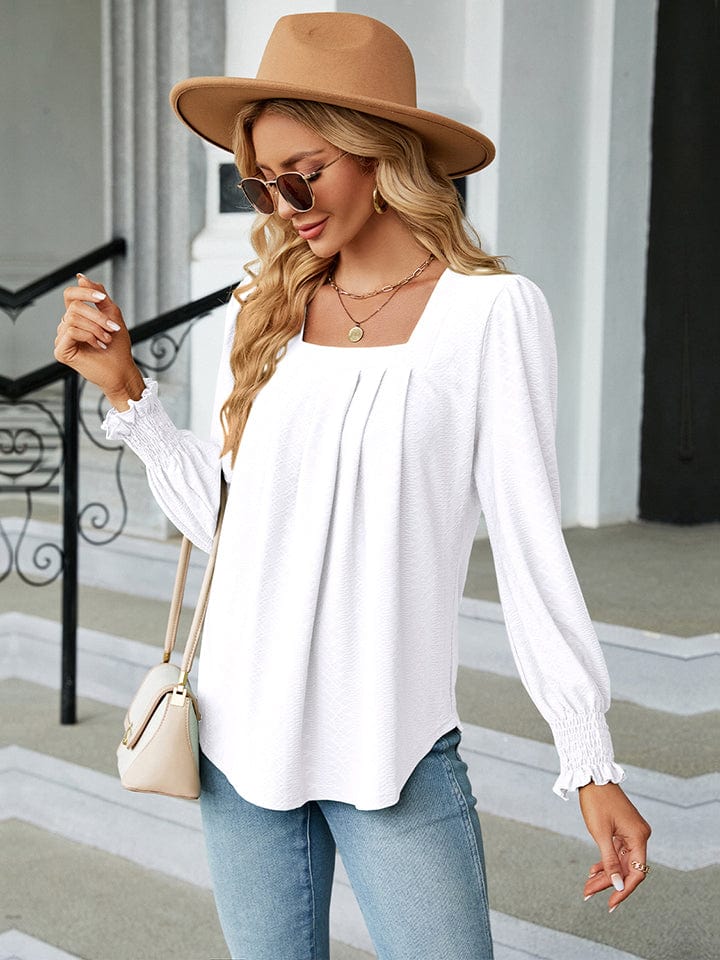 Full Size Square Neck Puff Sleeve Blouse