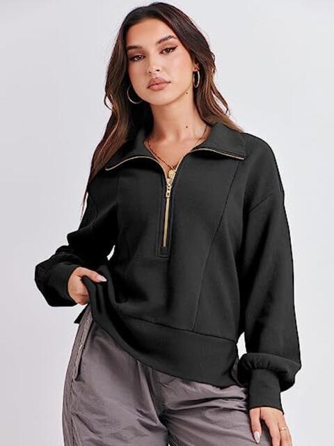 Half Zip Up Collared Sweatshirts