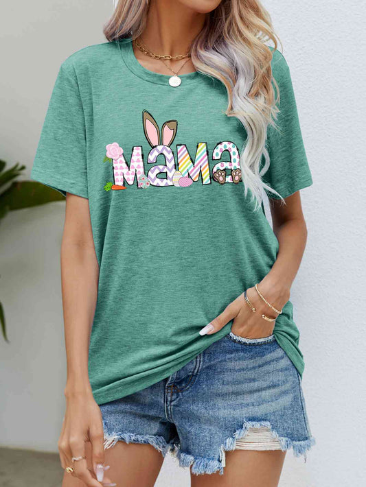 Seasonal Easter MAMA Graphic Round Neck T-Shirt