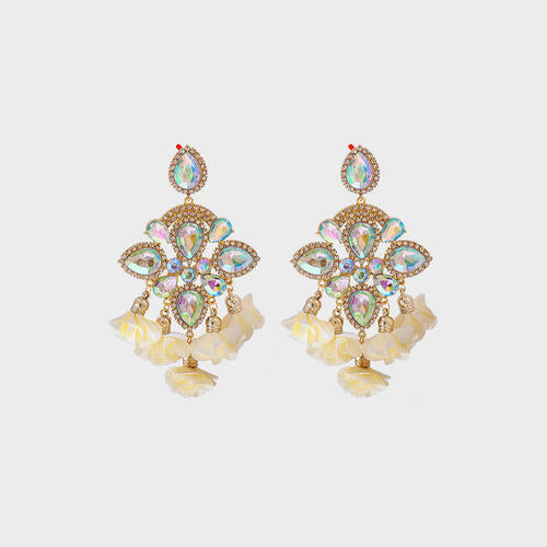 Flower Shape Rhinestone Alloy Dangle Earrings in Assorted Colors