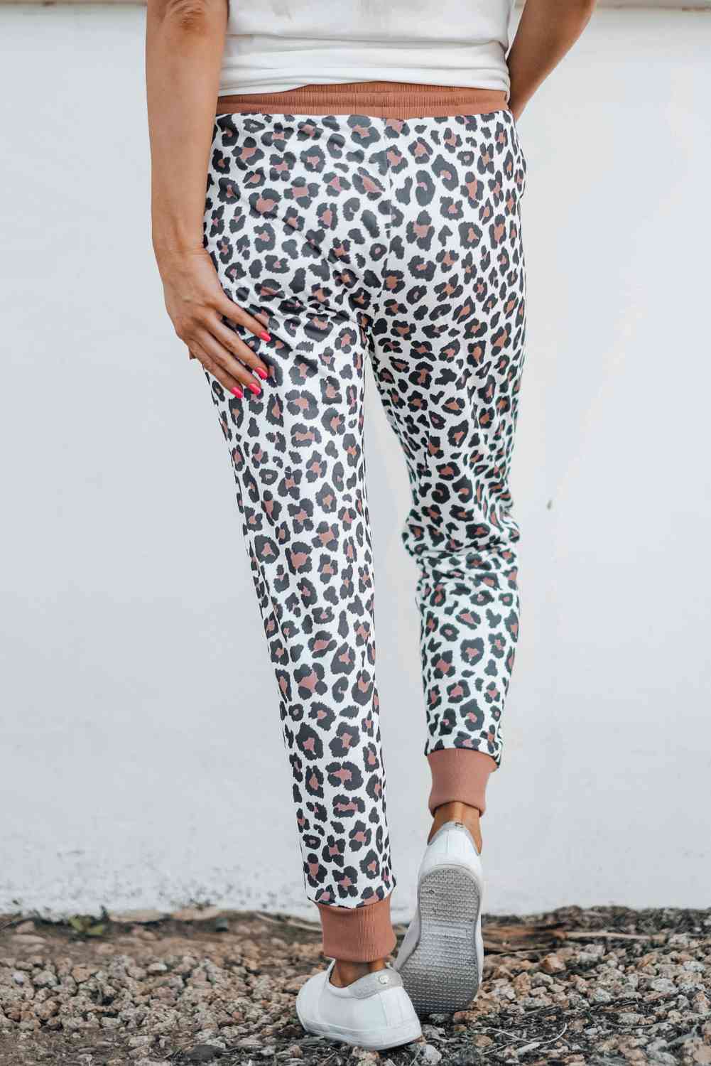 PantsPlace Leopard Print Elastic Waist Jogger Pants