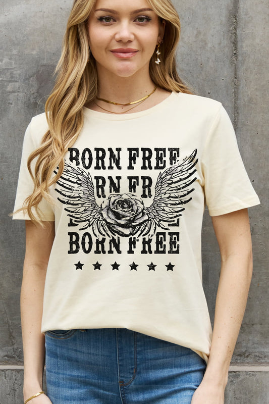 Simply Love Full Size BORN FREE Graphic Cotton Tee