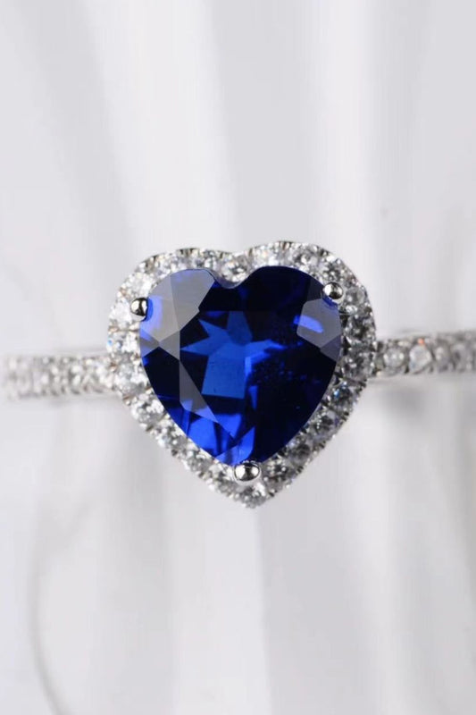 Women's 2 Carat Moissanite Heart-Shaped Side Stone Ring