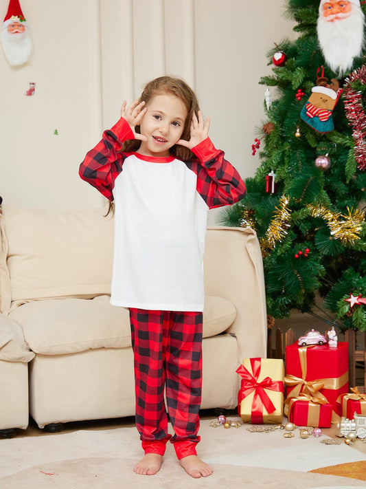 LITTLE KIDS UNISEX Christmas Raglan Sleeve Top and Plaid Pants Set SZ 3M-18M