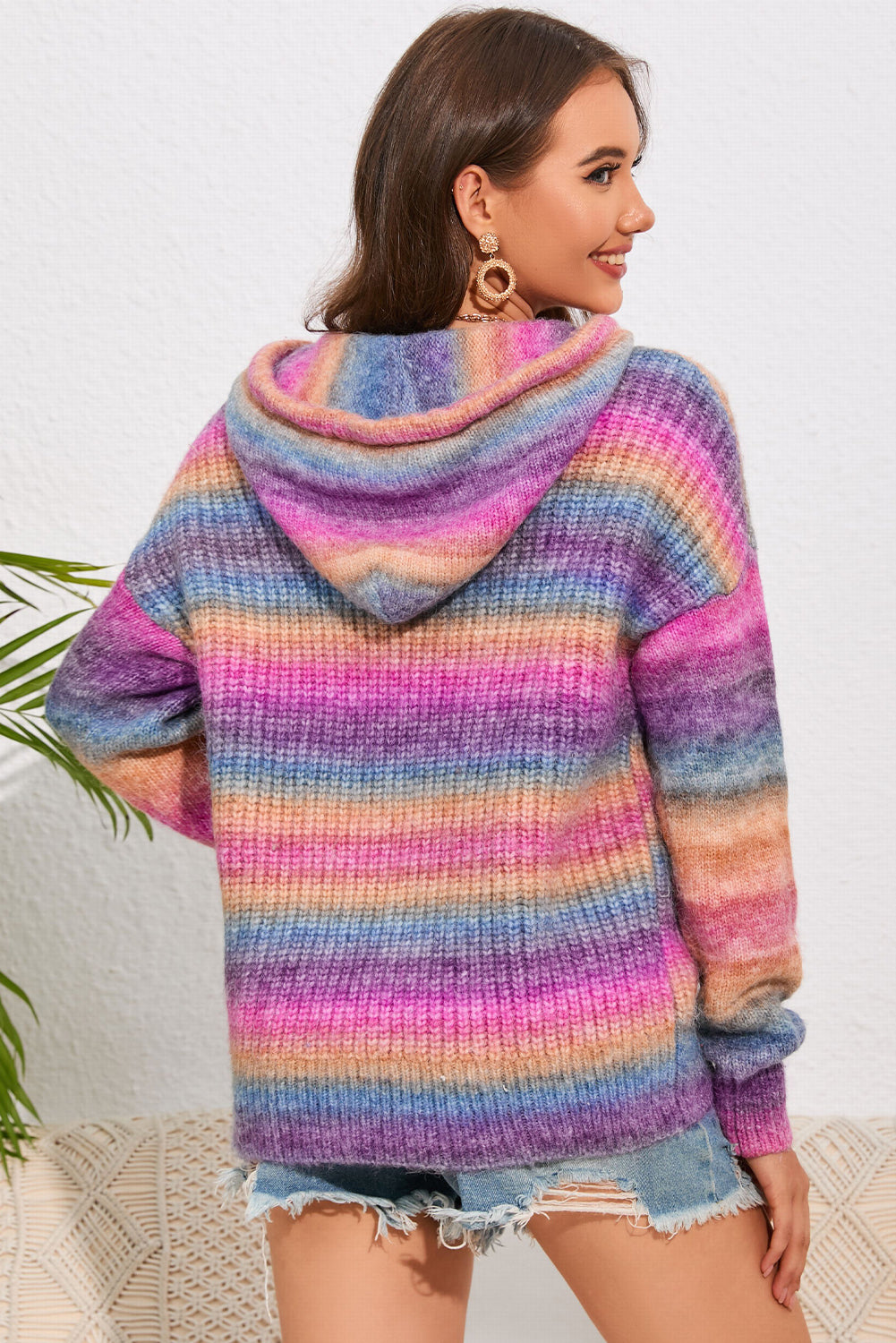 TrendiStyles Multicolor Dropped Shoulder Hooded Sweater 🦋