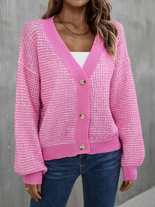 V-Neck Dropped Shoulder Cardigan