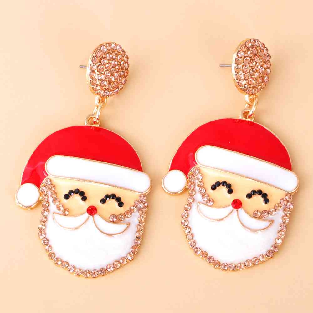 Christmas Rhinestone Alloy Santa Earrings