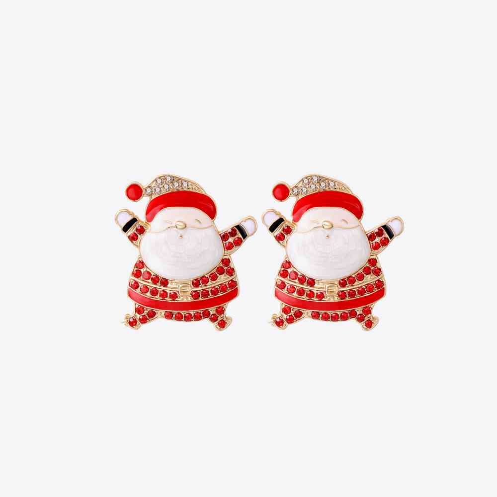 Christmas Rhinestone Alloy Santa Earrings