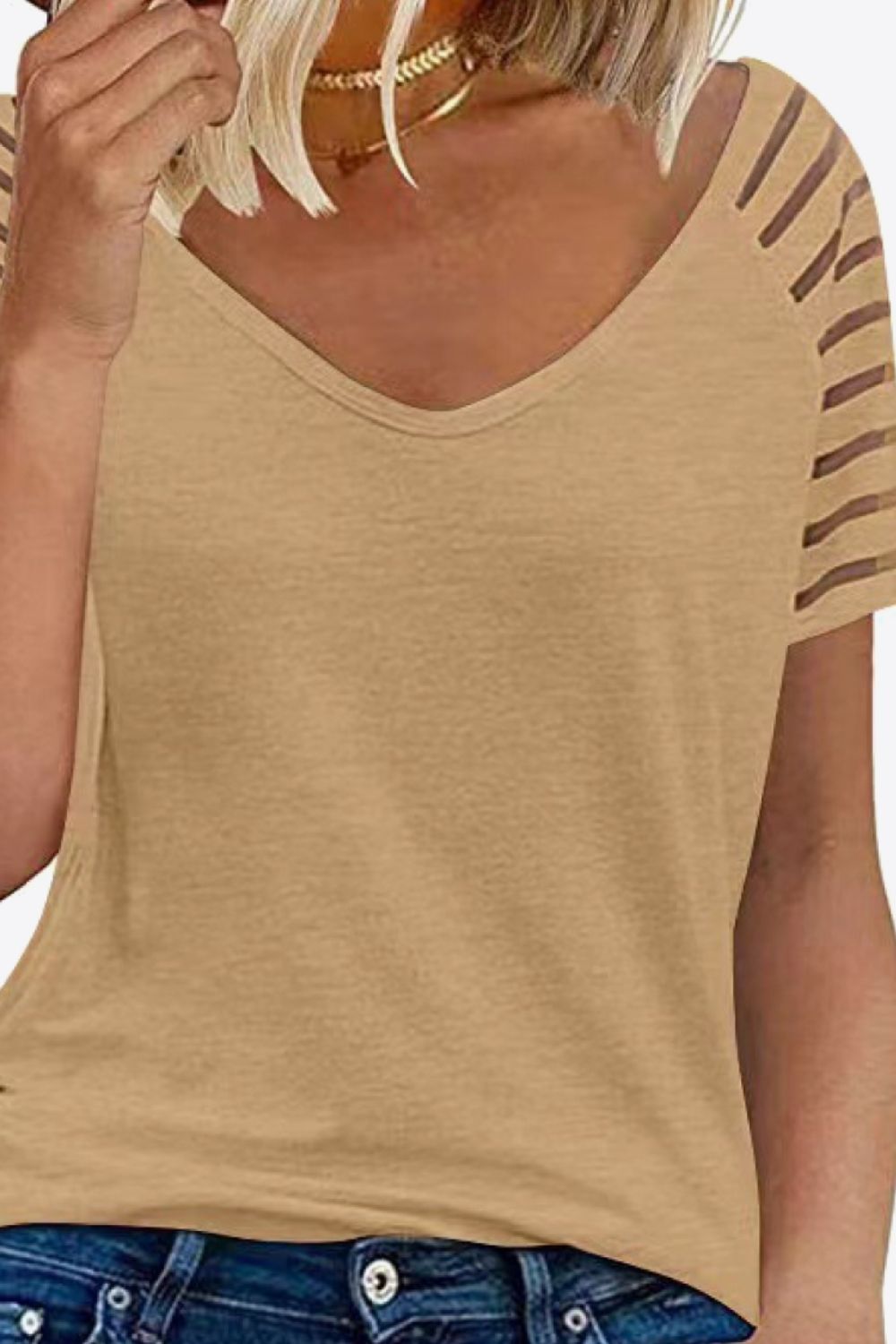 Full Size V-Neck Raglan Sleeve Tee