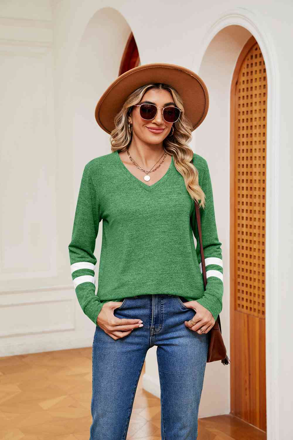 Full Size V-Neck Long Sleeve T-Shirt