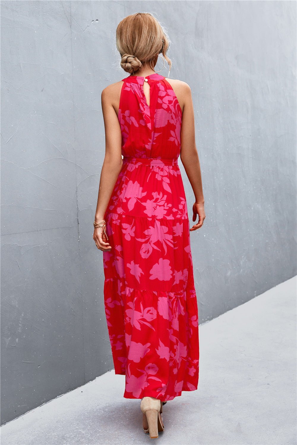 Women's Valencia Printed Sleeveless Tie-Waist Maxi Dress