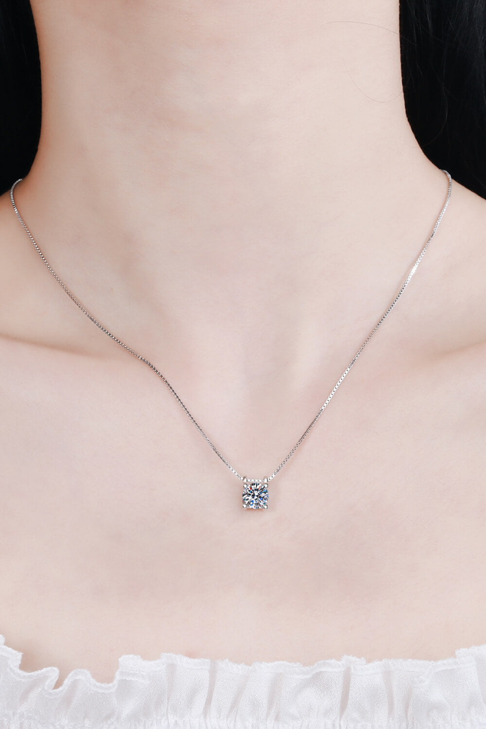 1 Carat Moissanite 925 Sterling Silver Chain Necklace 💜