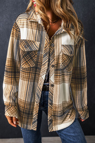 NotSoNormal Plaid Pocketed Dropped Shoulder Coat