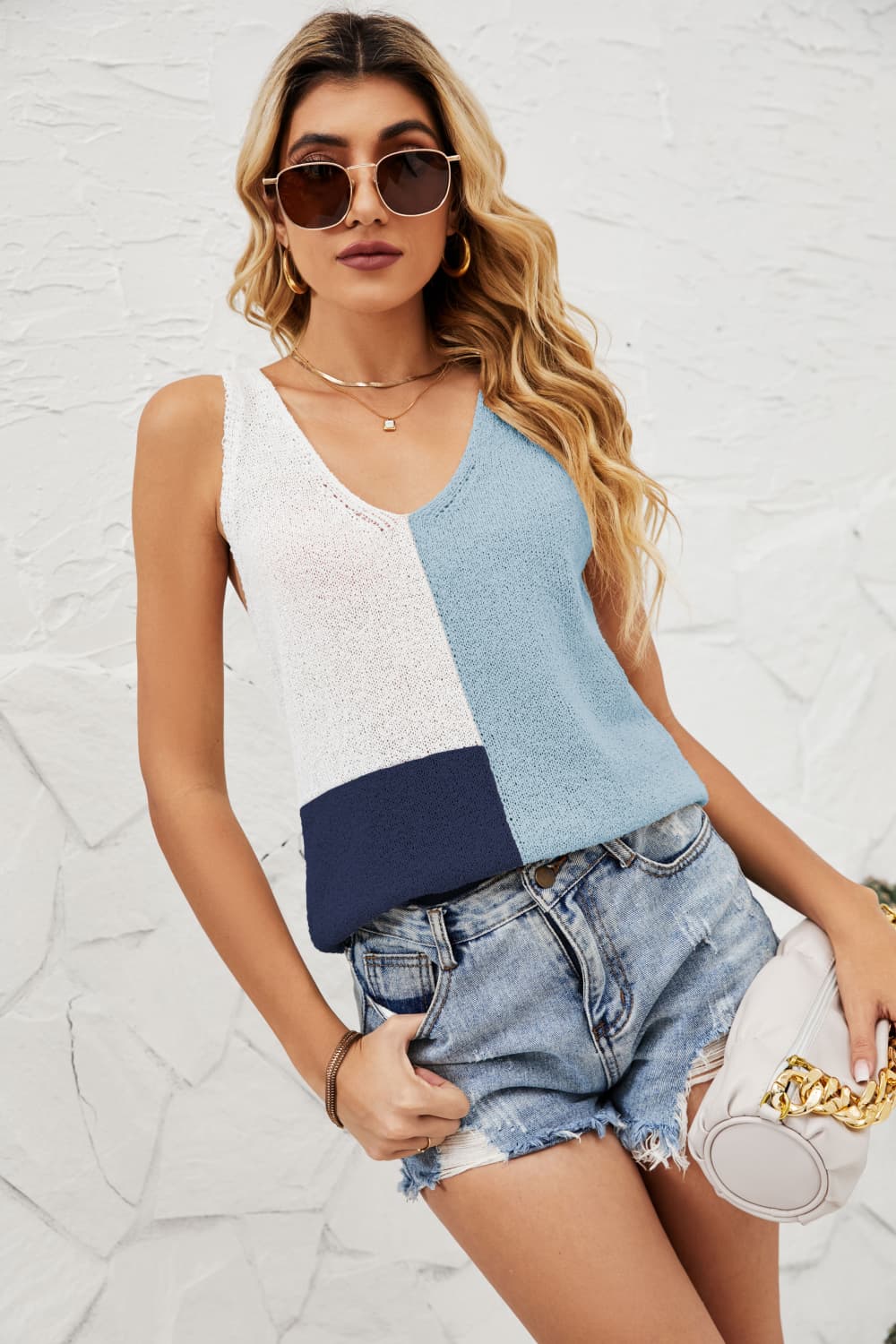 SoBeautiful Color Block Knit Tank