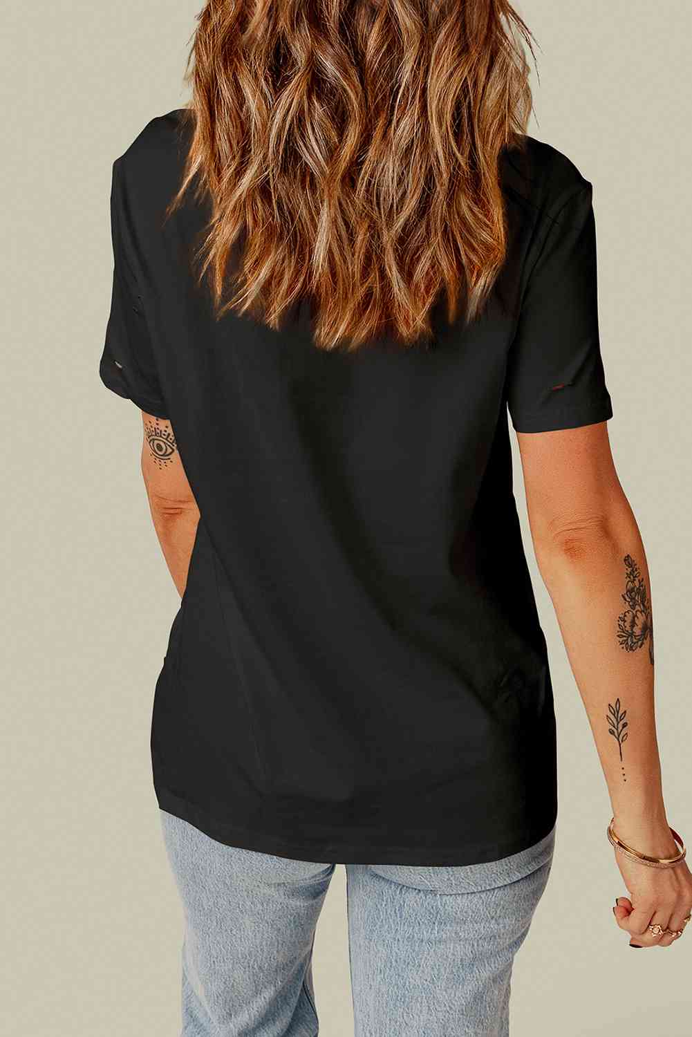 Distressed Round Neck Tee