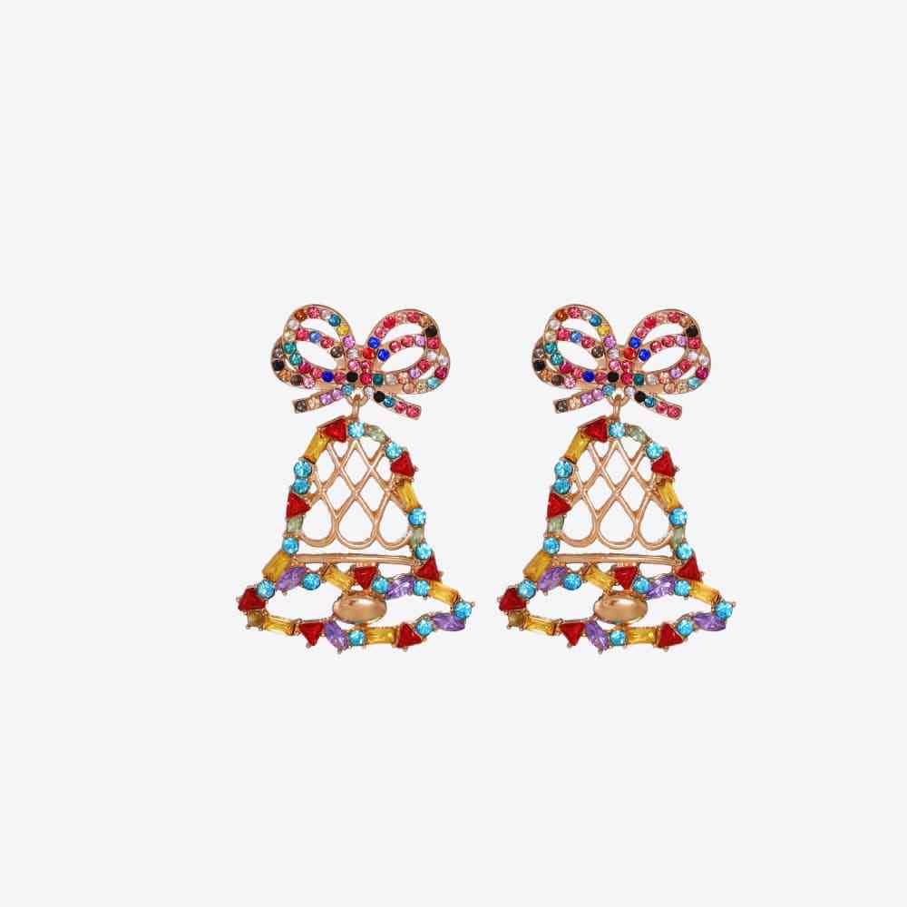 Rhinestone Alloy Christmas Bell Earrings