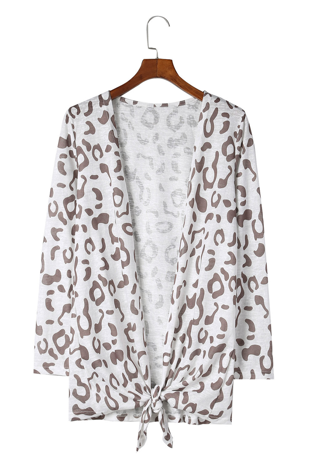 Women's Full Size Leopard Long-Sleeve Open Front Cardigan