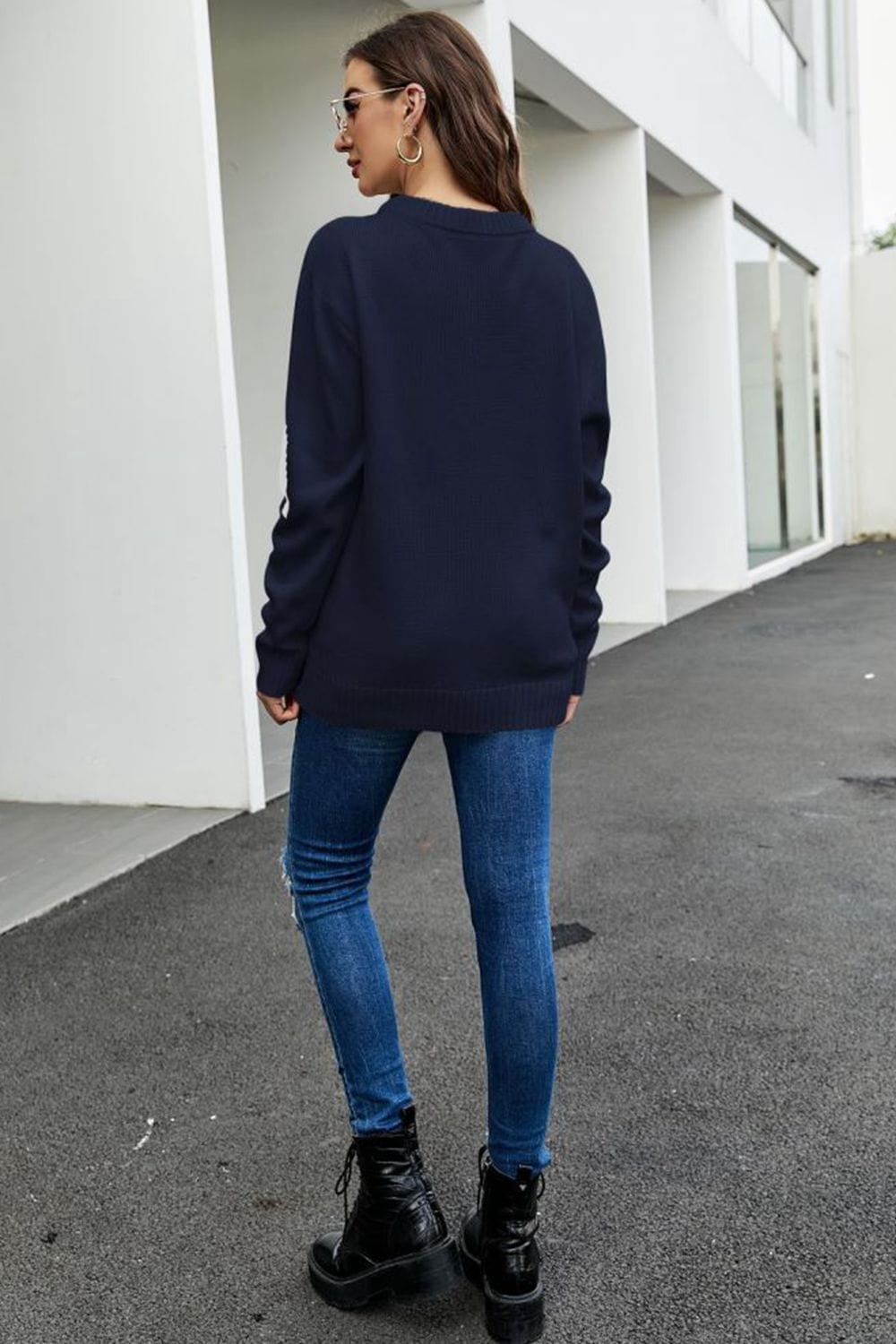 Hannah Lea Round Neck Dropped Shoulder Sweater 🦋