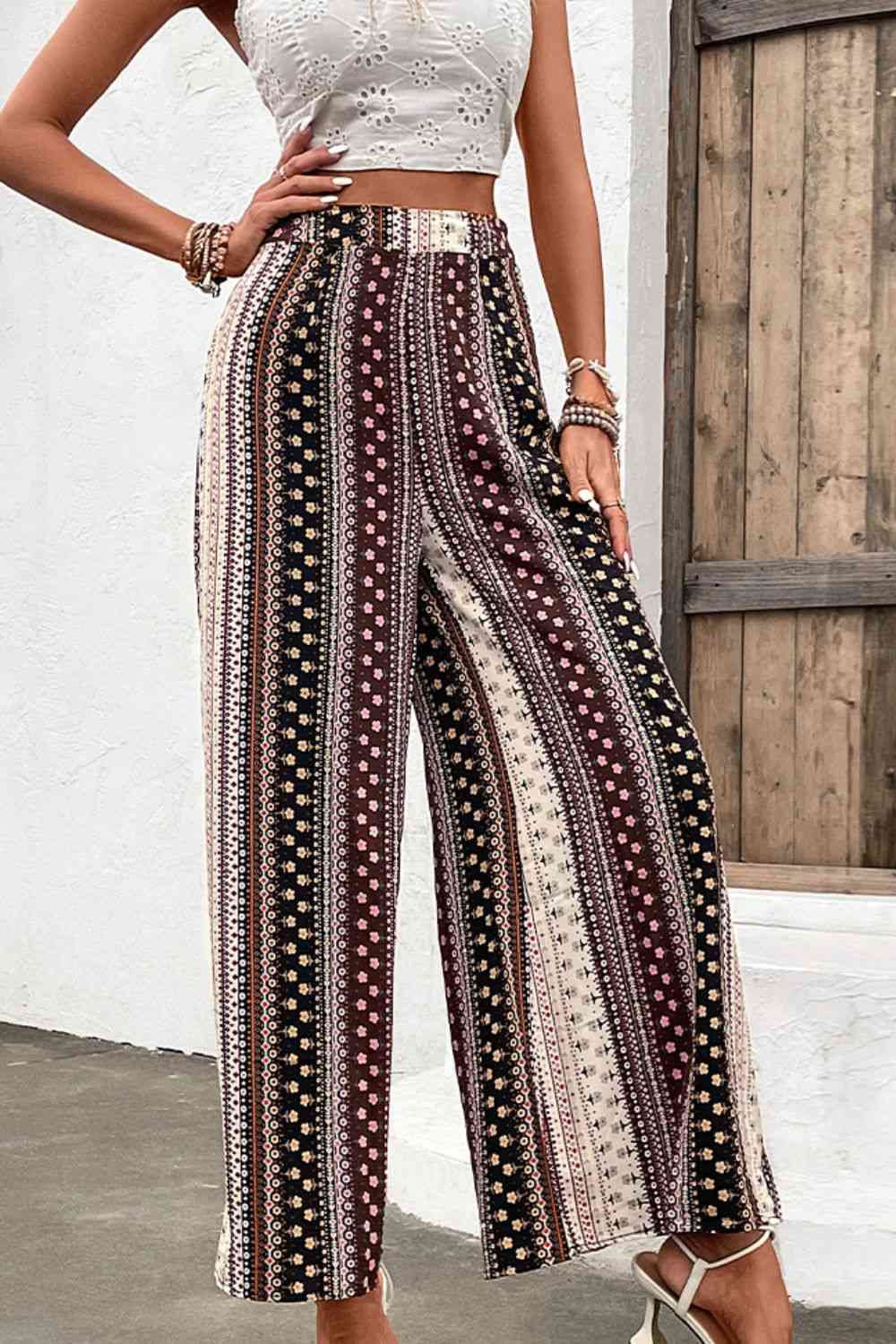 OhSoModern Multicolor Floral High Waist Wide Leg Pants