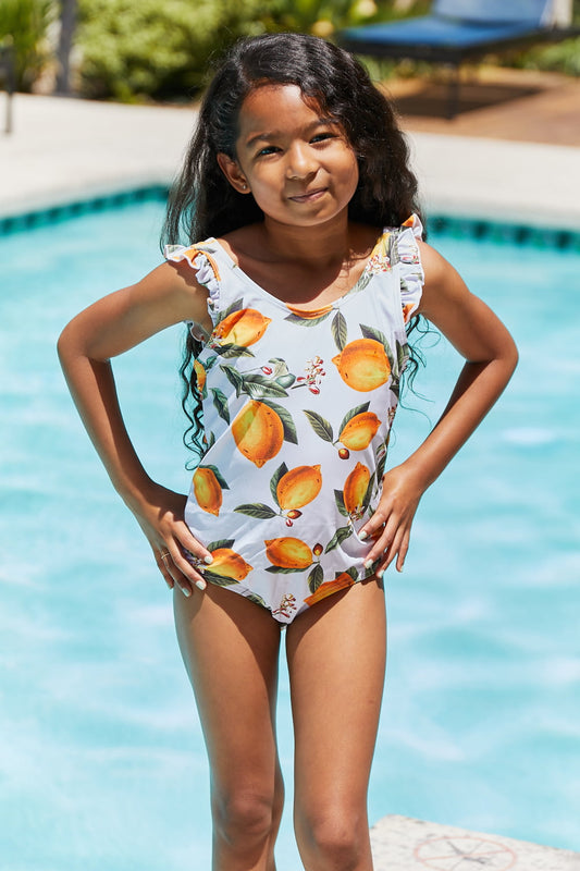 Marina West Swim YOUTH GIRLS Float On Ruffled One-Piece in Citrus Orange SZ 18M-11Y 🧸🐶