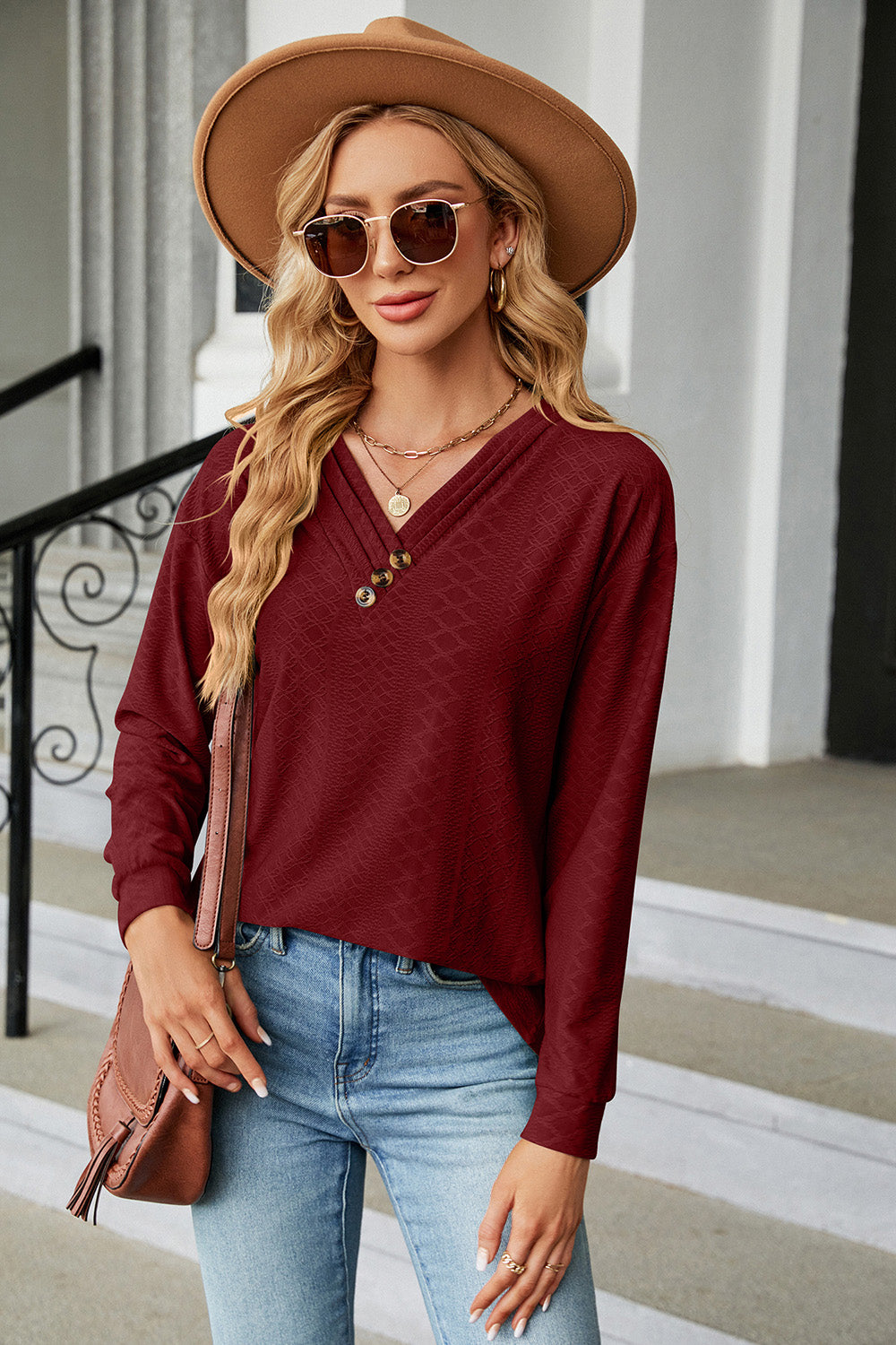 V-Neck Long Sleeve T-Shirt