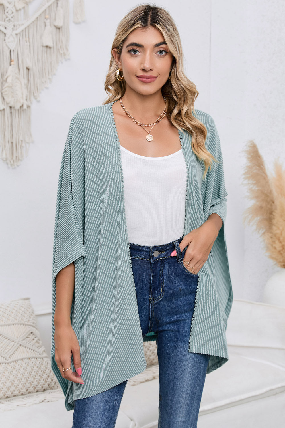 Sophia & Grace Open Front Dolman Sleeve Cardigan