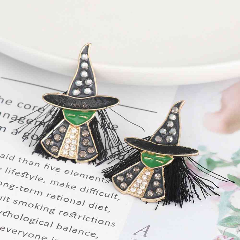 Halloween Witch Rhinestone Alloy Earrings