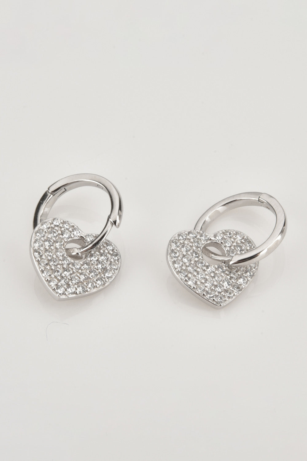 Zircon Heart Drop Huggie Earrings