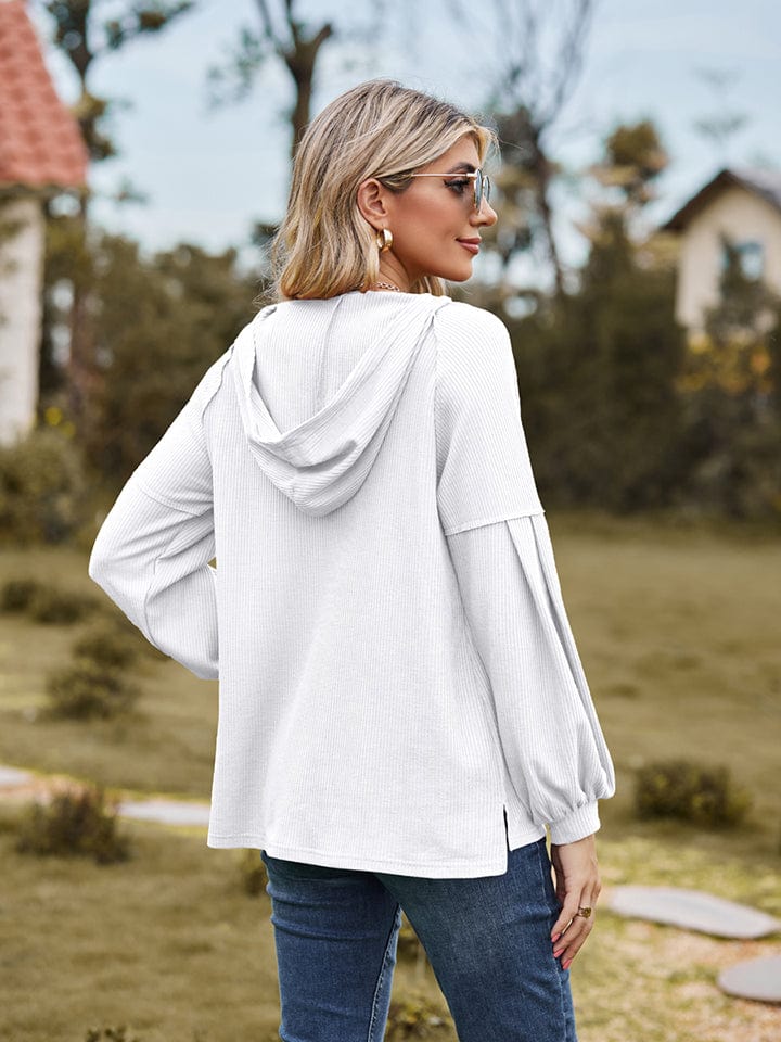 Full Size Dropped Shoulder Button-Down Hoodie